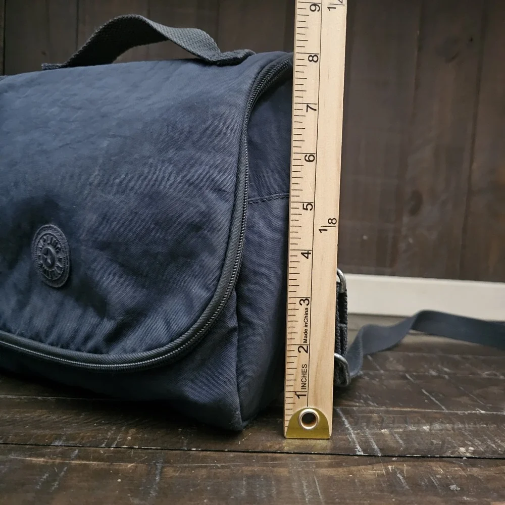 Kipling Kichirou Insulated Lunch Bag Blue Nylon Zip Around Shoulder‎ Strap